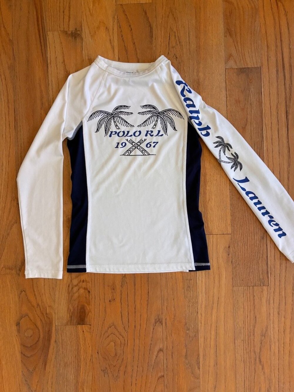 Polo Ralph Lauren Boys Palm Tree Long Sleeve Rash Guard Size Small 8